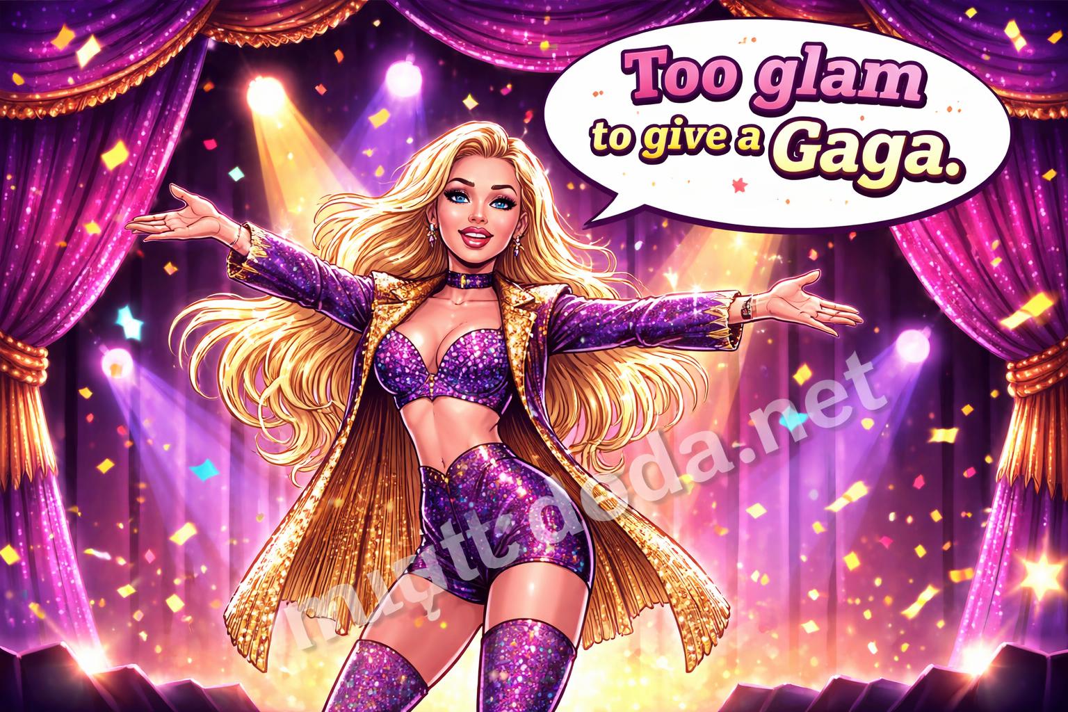Lady gaga puns glitter stage