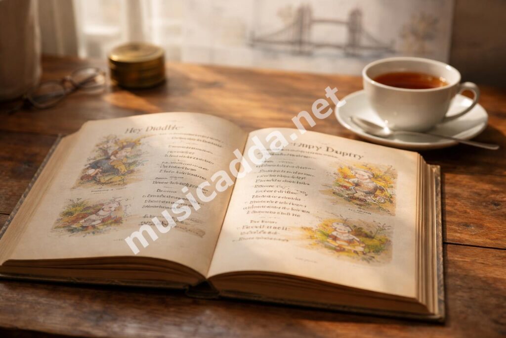 London bridge nursery rhyme old book scene