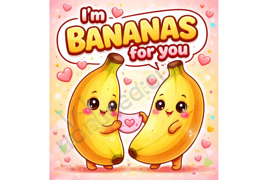 Lovestruck banana pun couple