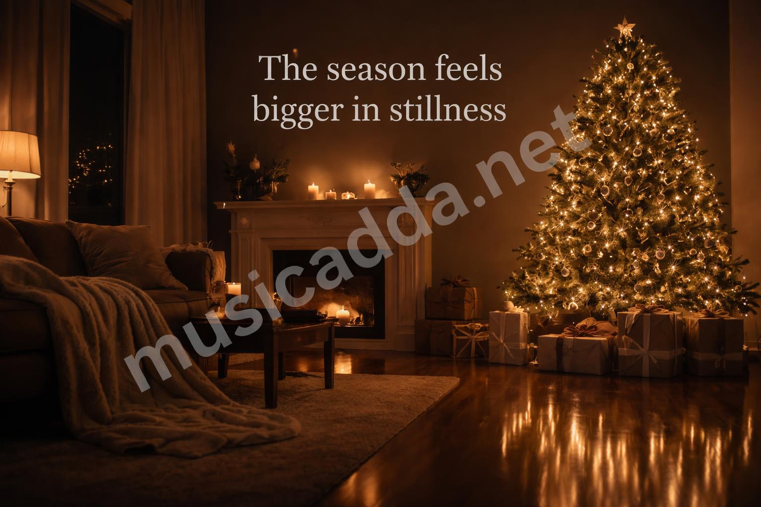 Magical christmas tree living room night