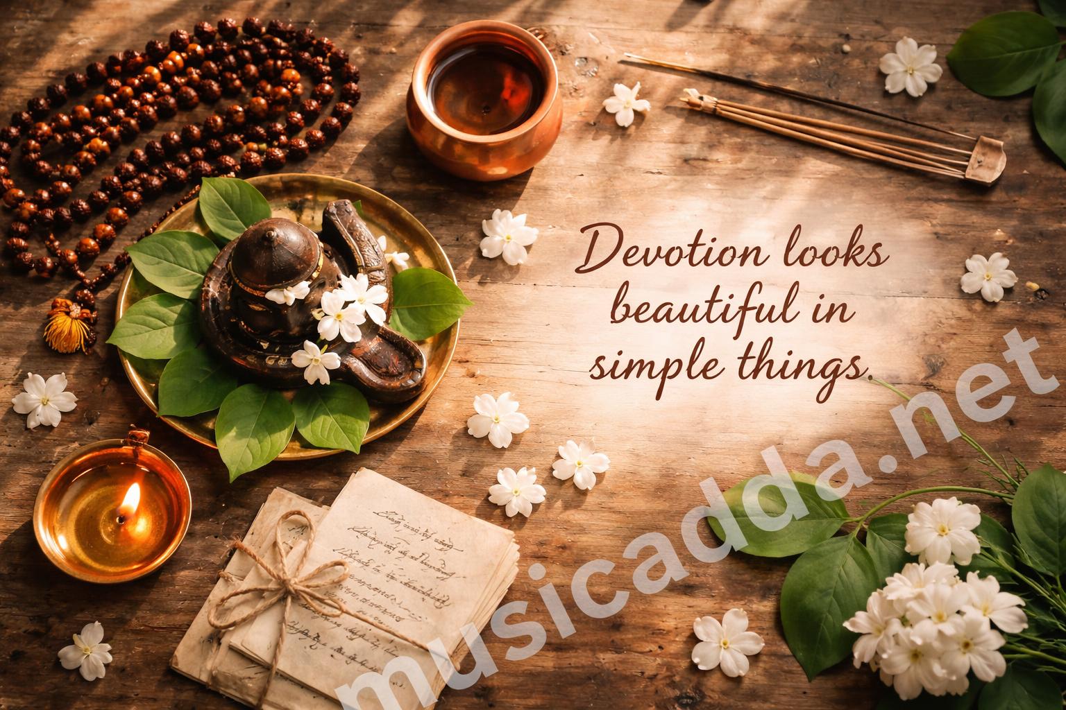 Maha shivratri altar flat lay devotion