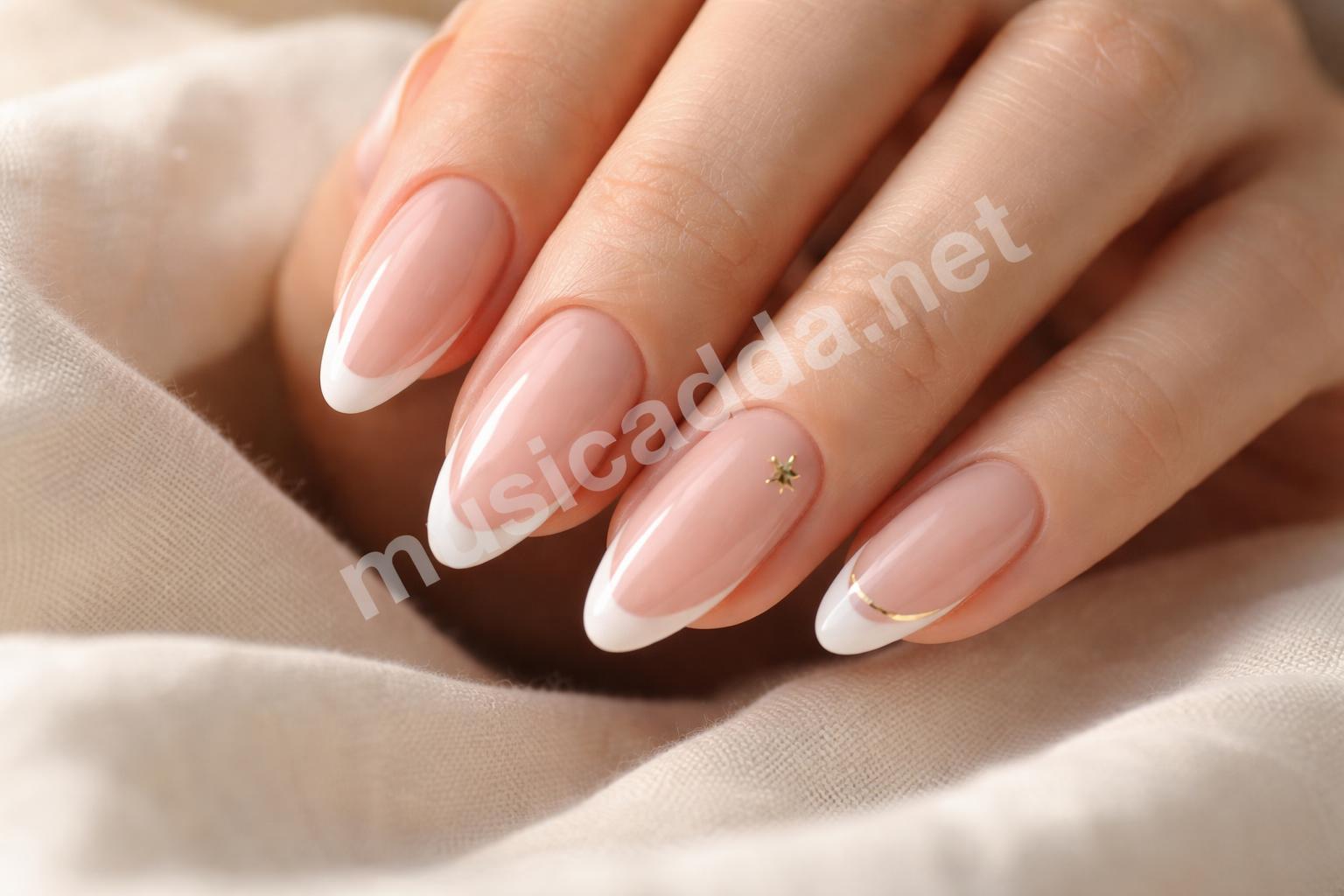 Milky pink micro french back to school nails