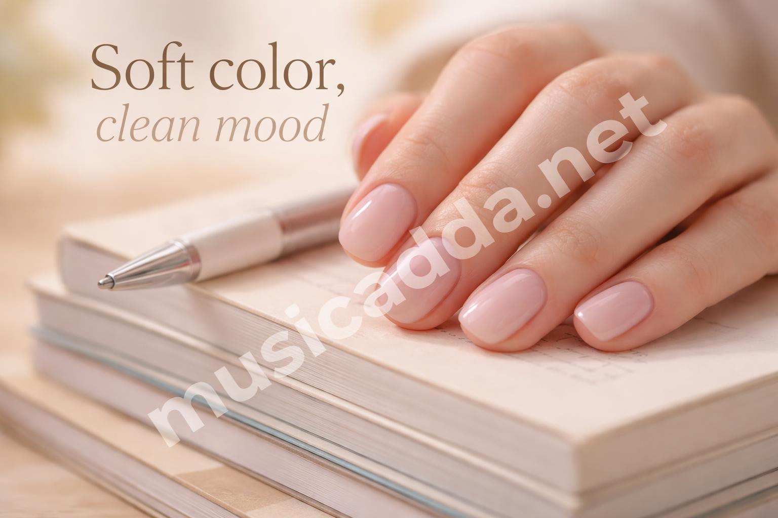 Milky pink short nails