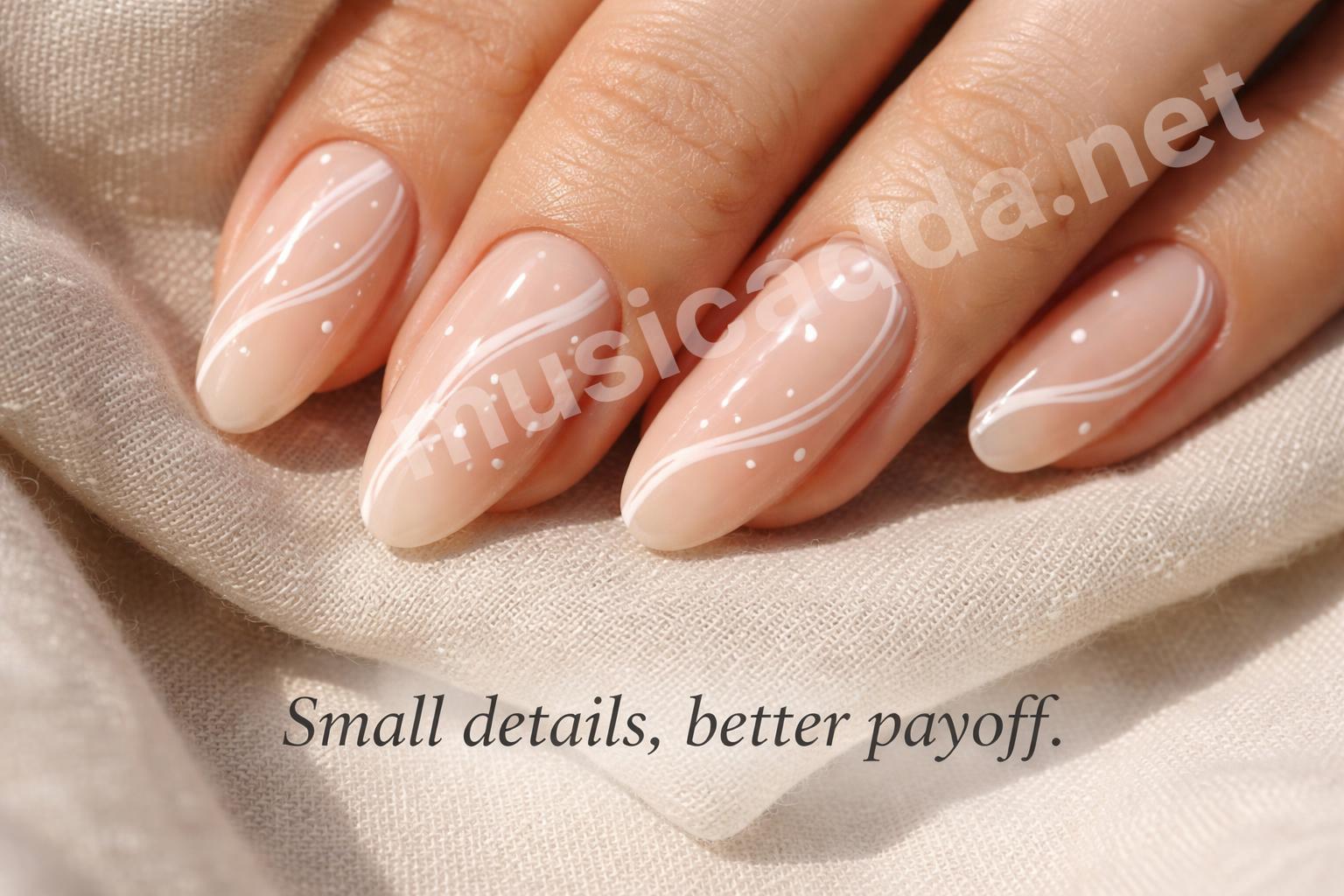 Minimal summer nail art close up detail