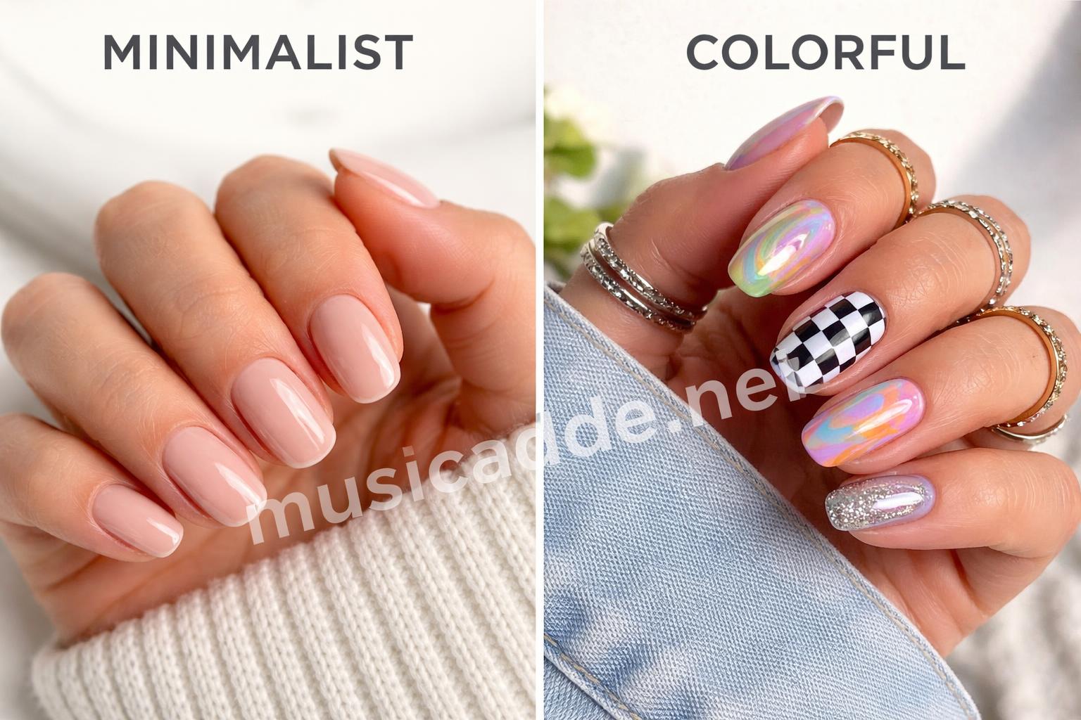Minimalist vs bold teen nail style comparison