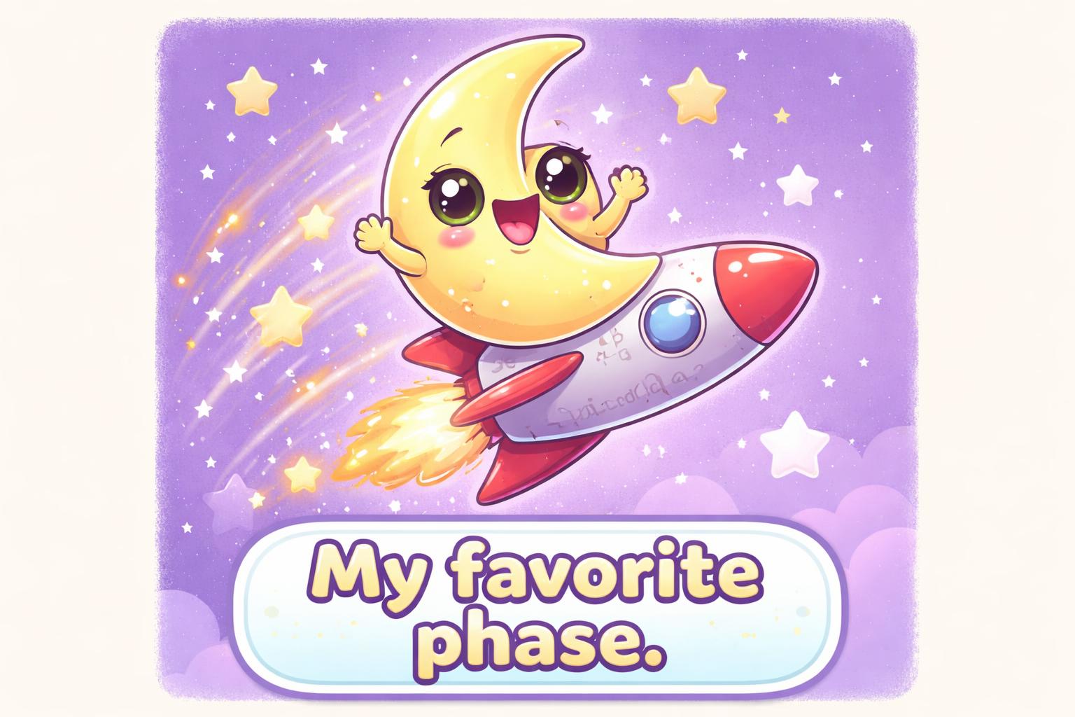 Moon puns caption card crescent rocket