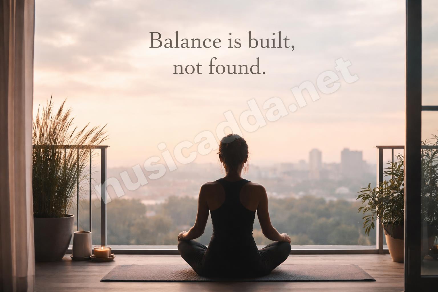Morning yoga balcony silhouette