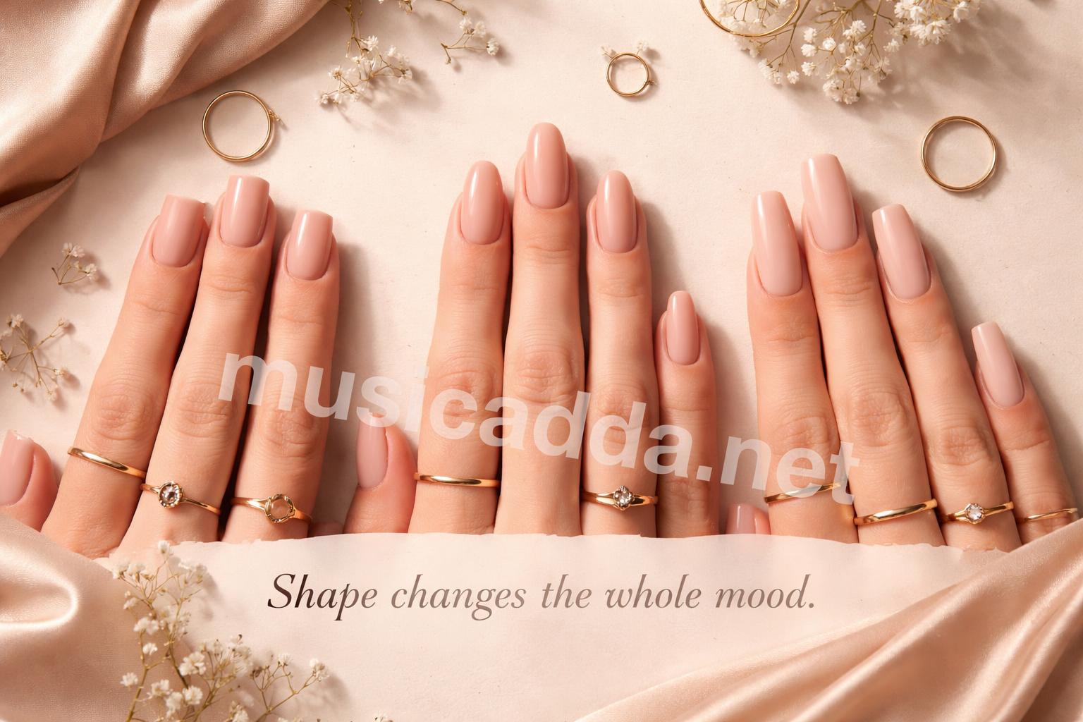 Neutral acrylic nail shape comparison