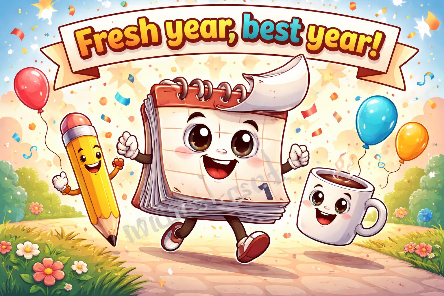 New year fresh start pun celebration