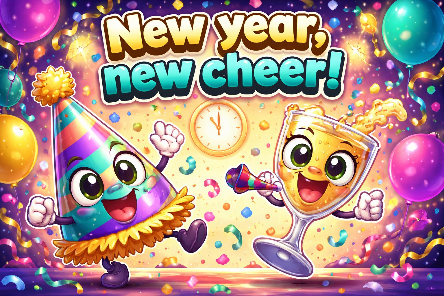 New year party confetti pun card