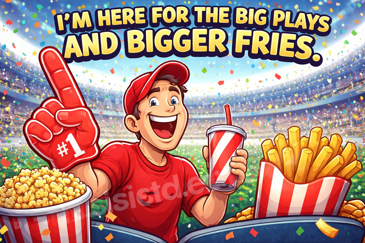 Nfl puns stadium snack crowd cartoon