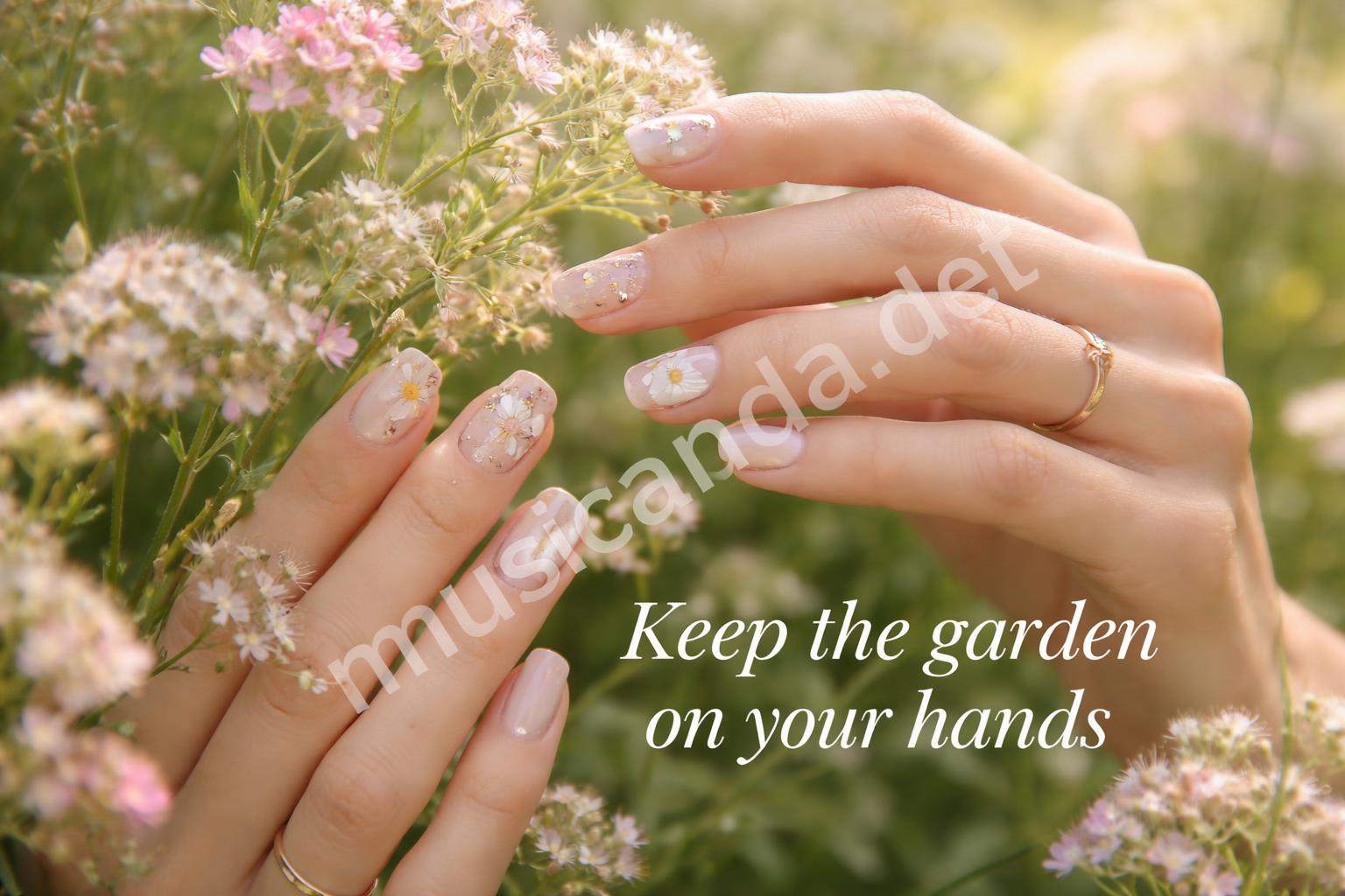 Pastel floral manicure secret garden ending