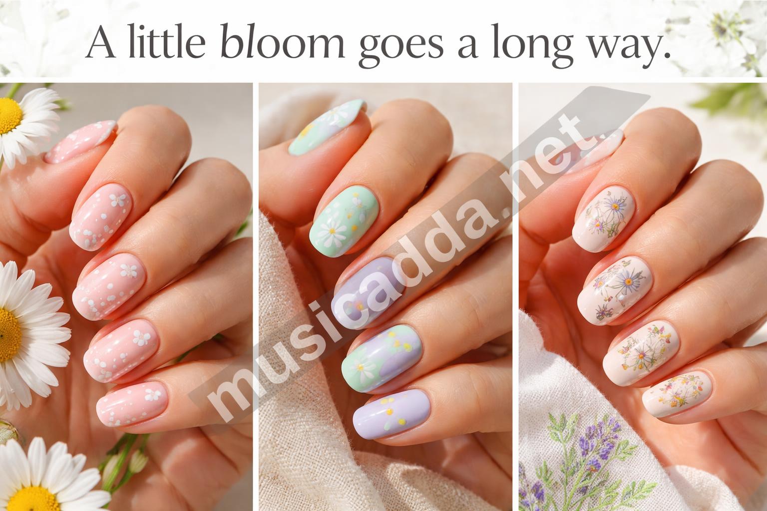 Pastel garden bloom nail art mixed designs