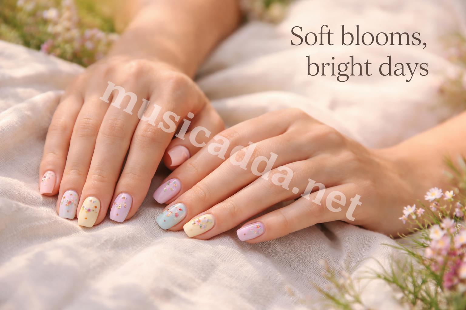Pastel garden bloom nails summer hands