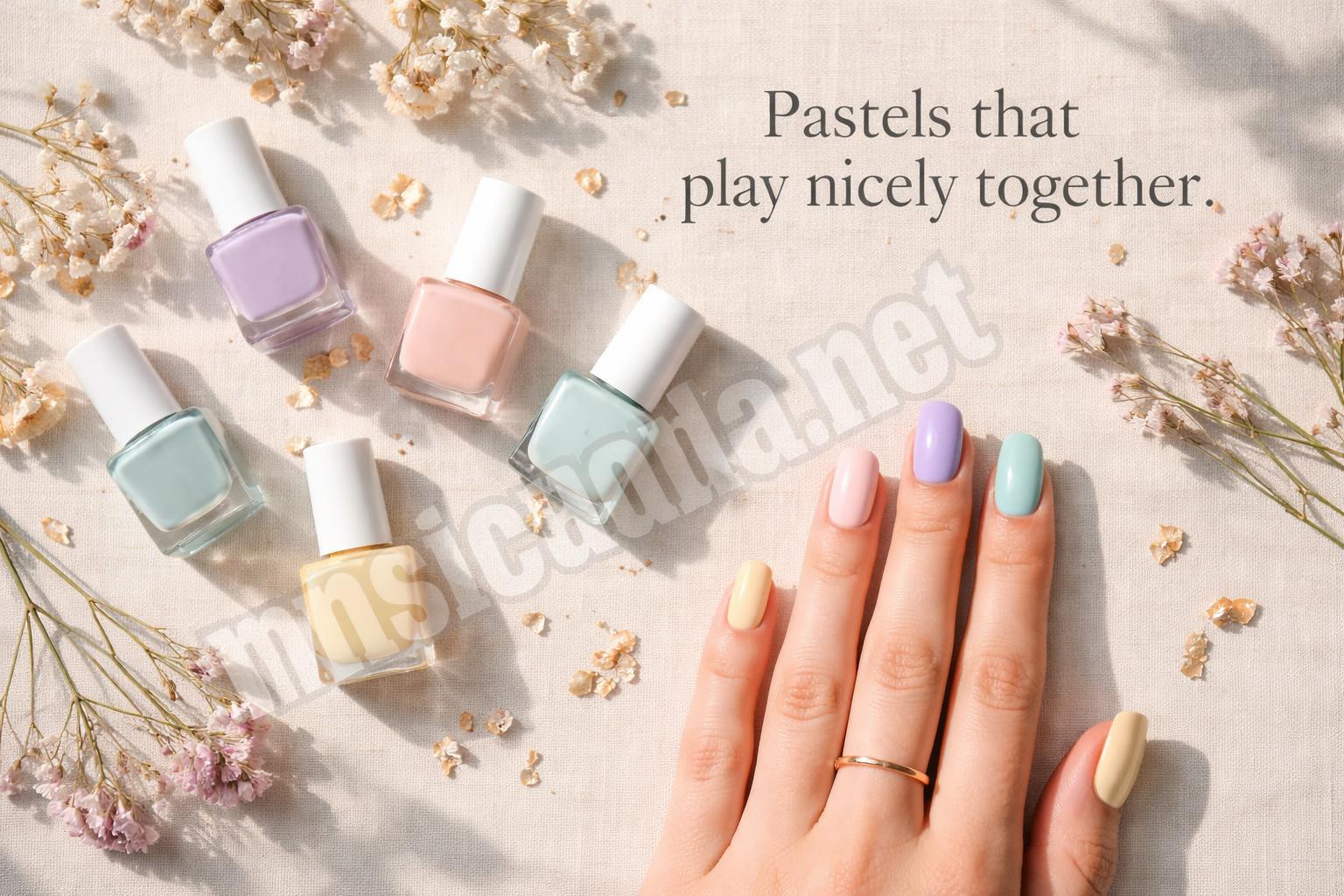 Pastel nail color pairings floral summer board