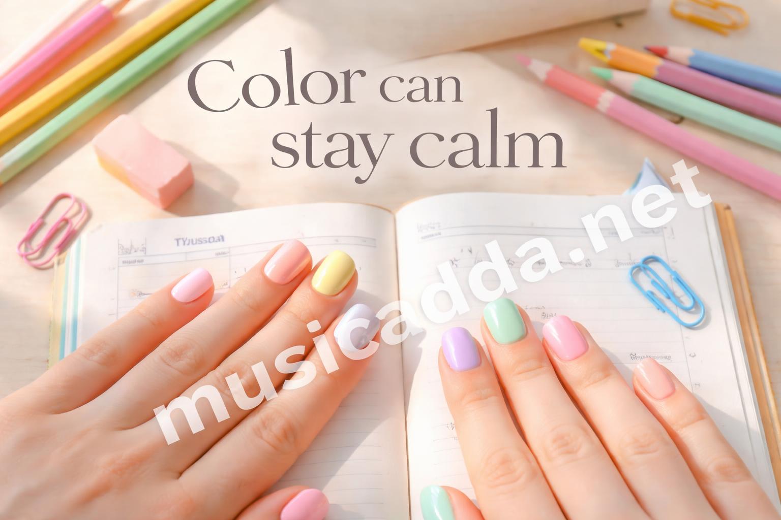 Pastel rainbow teen nails