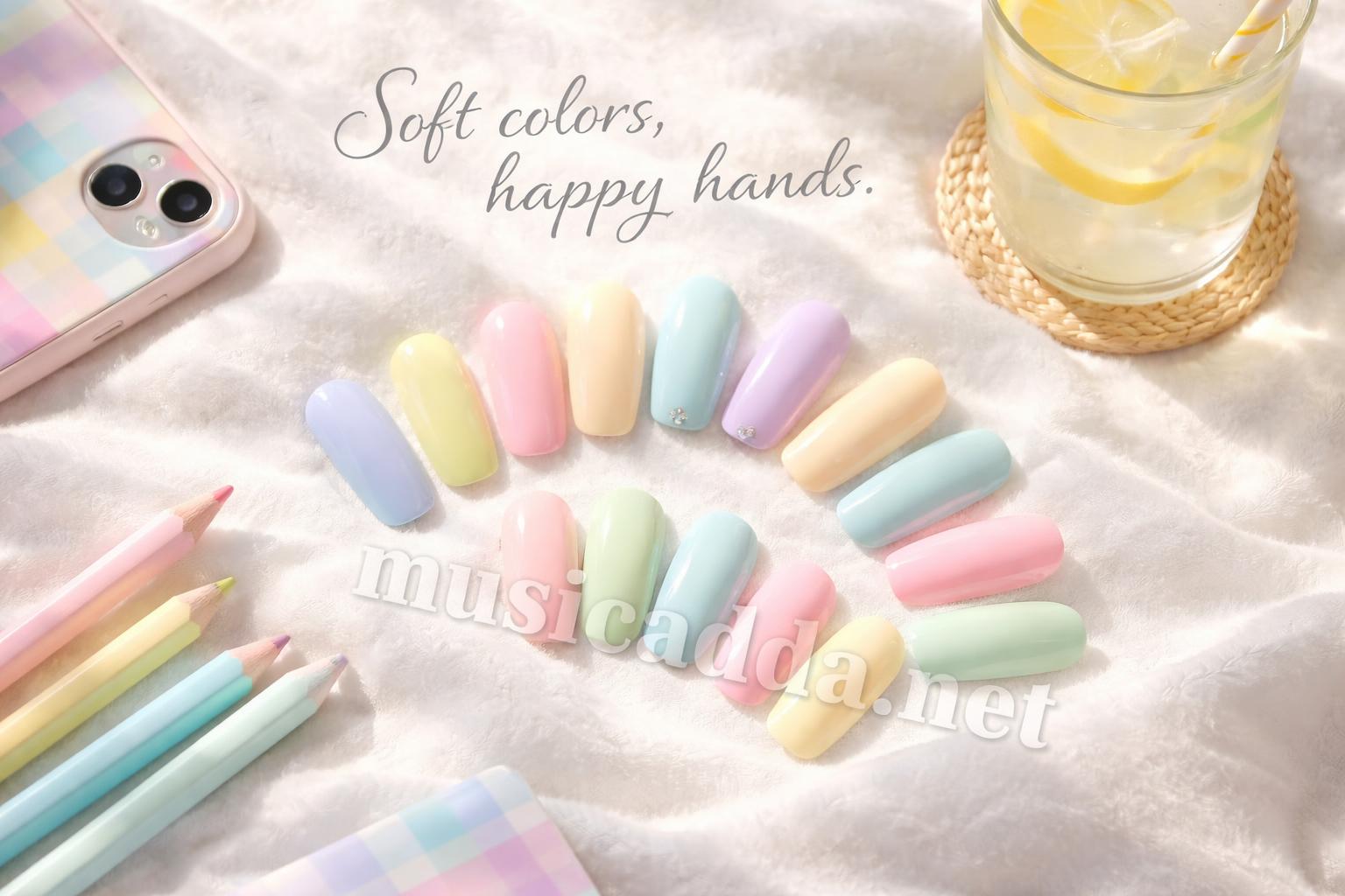 Pastel rainbow teen press on nails