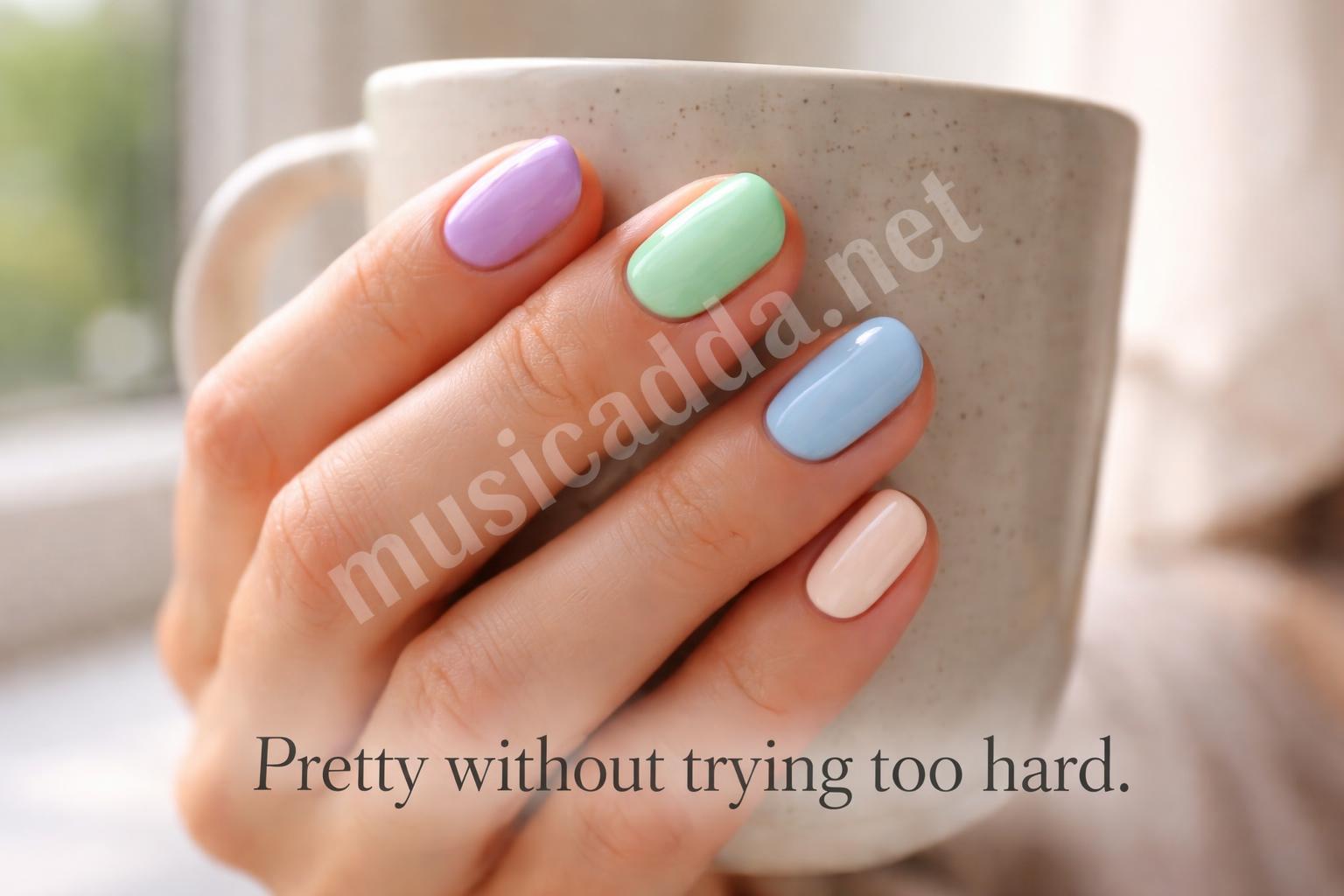 Pastel summer nails soft color palette