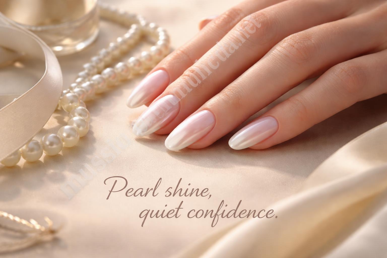 Pearl glazed acrylic nails special occasion