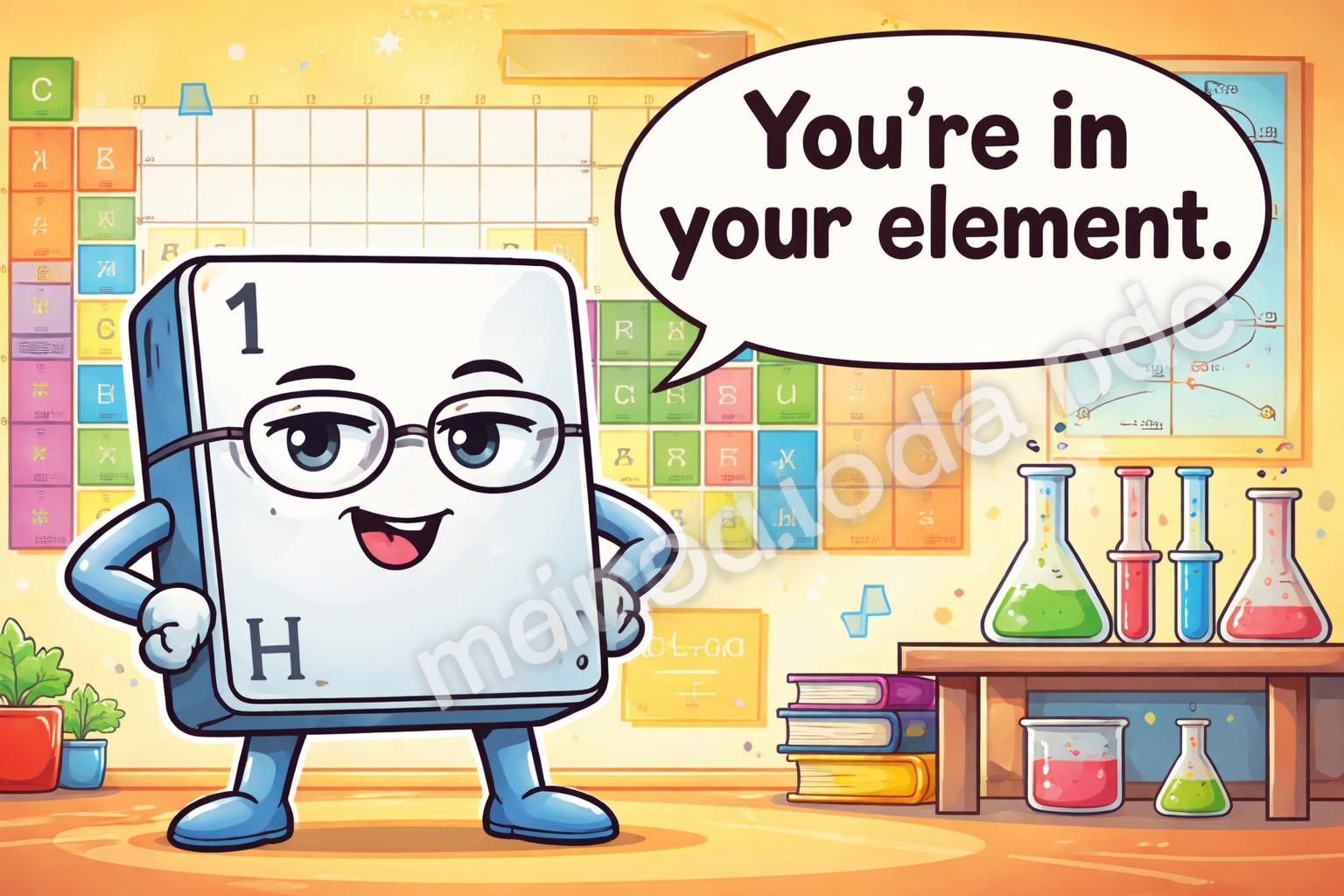 Periodic table pun speech bubble