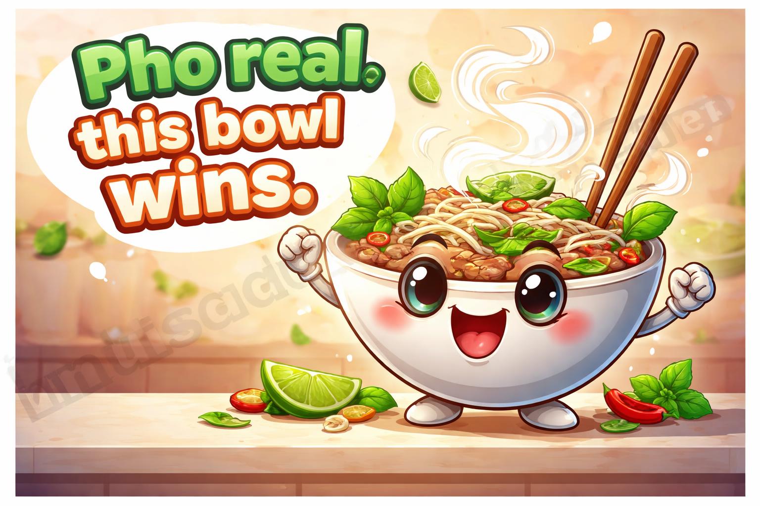 Pho puns shareable poster cartoon
