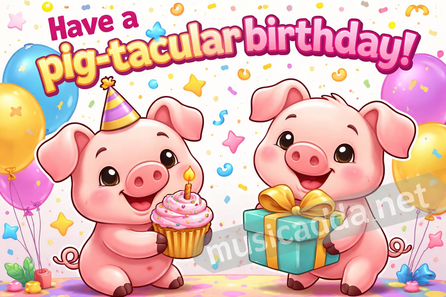 Pig birthday card comic