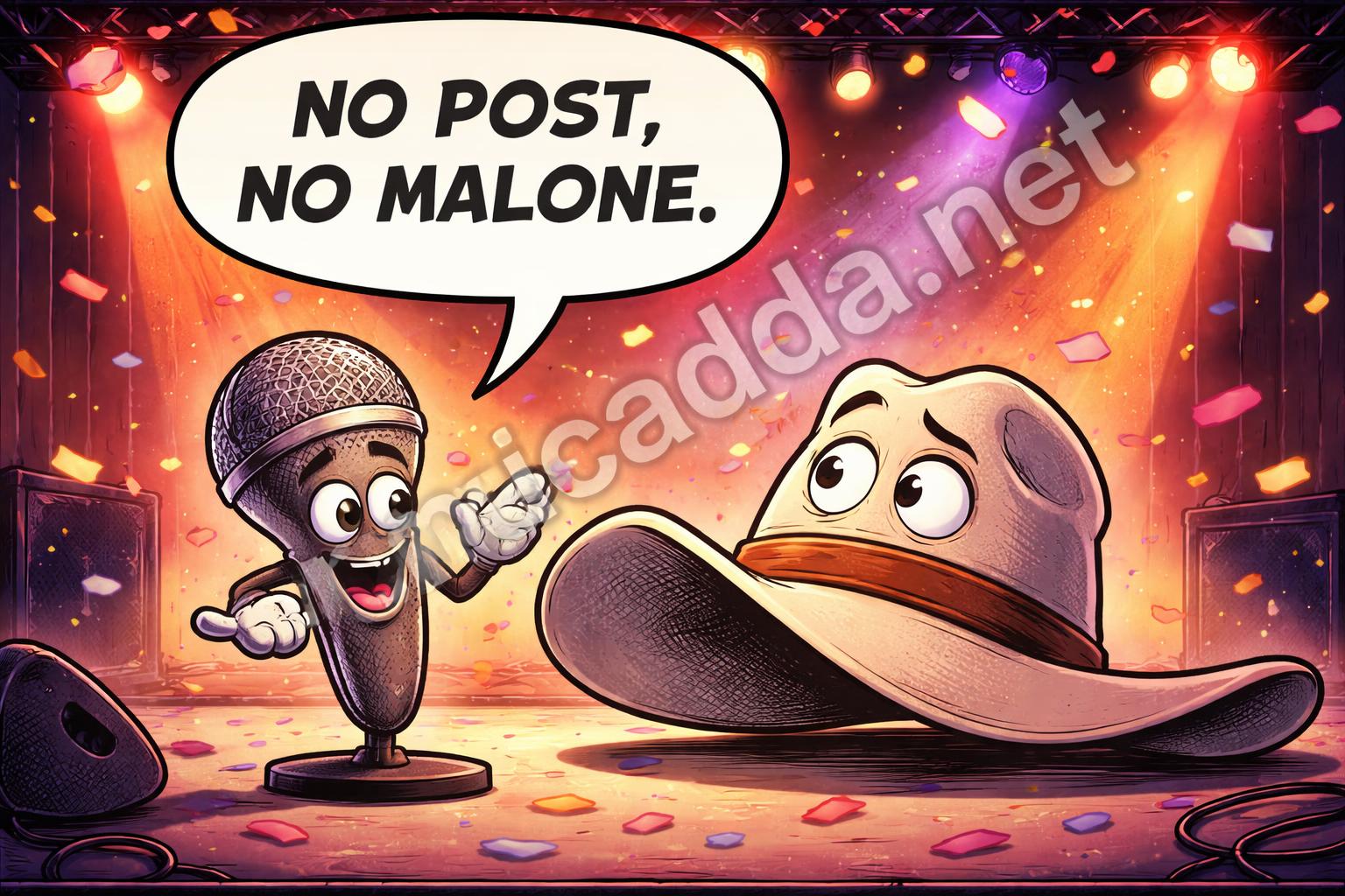 Post malone hat and mic cartoon