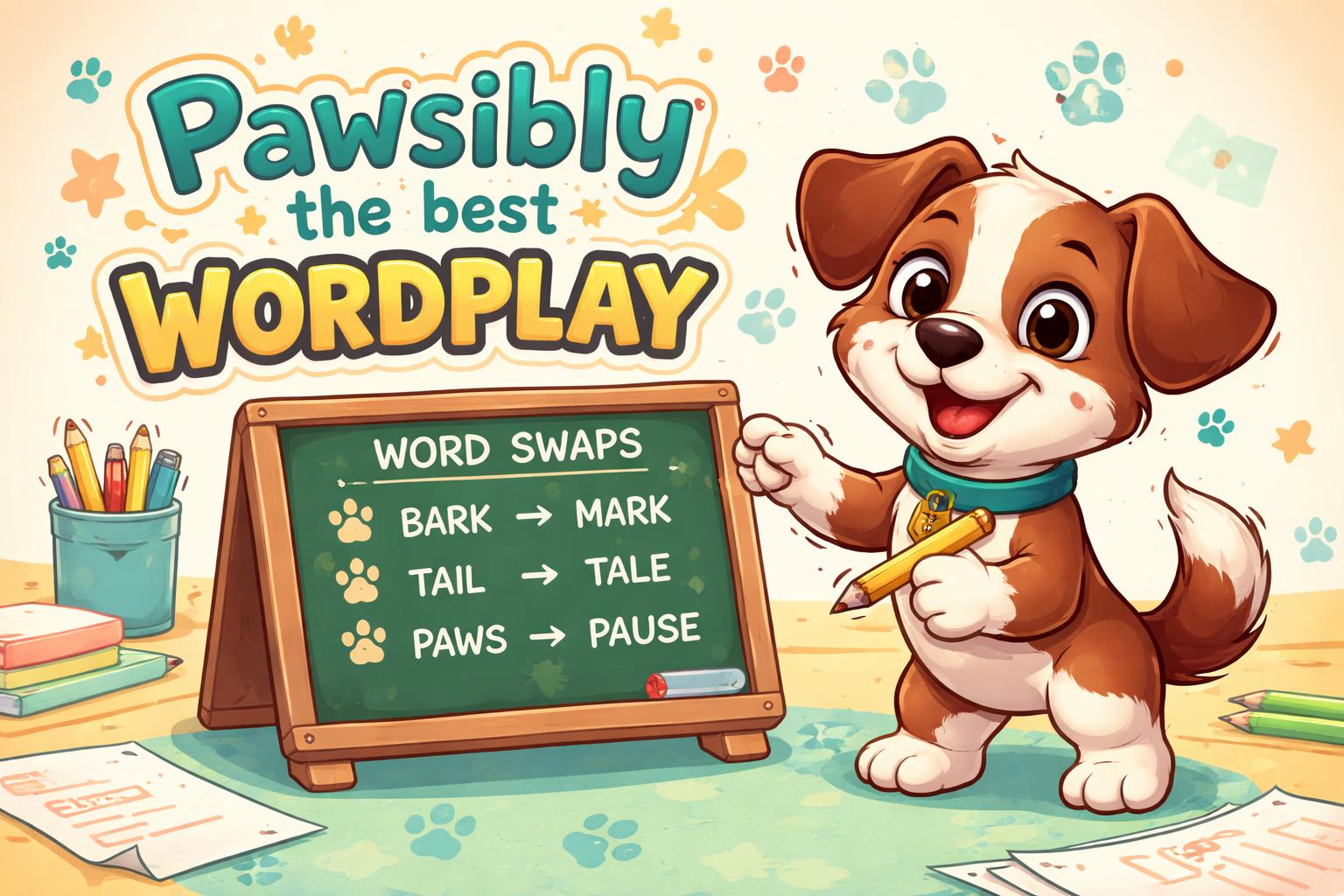 Puppy pun creator cartoon