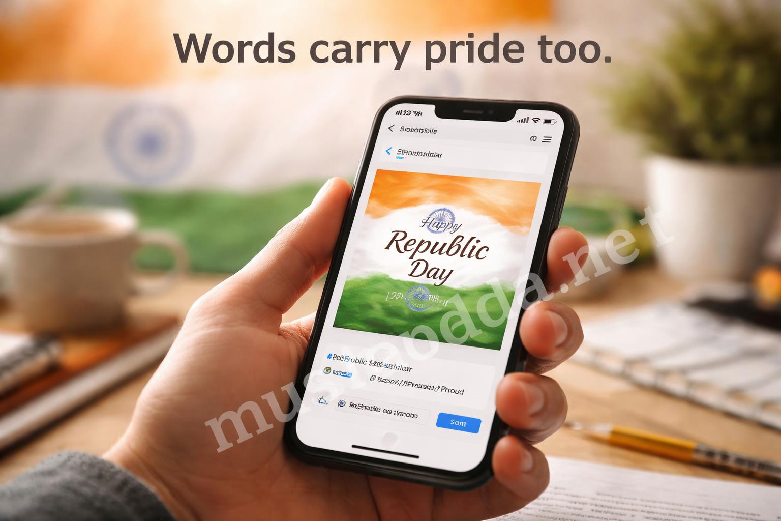 Republic day social media caption tricolor background