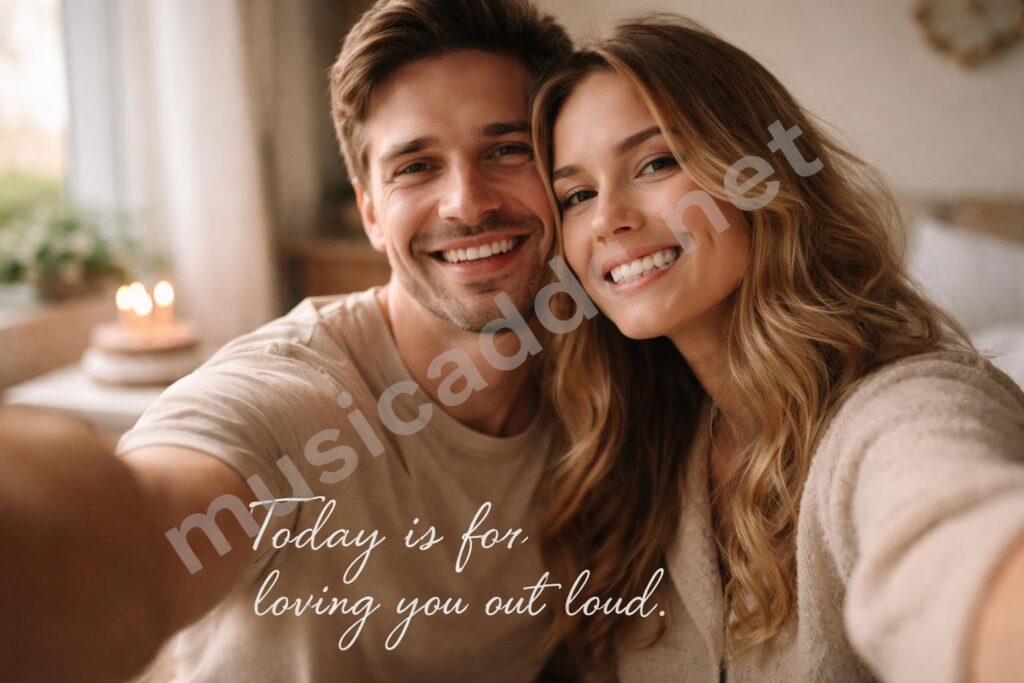 Romantic birthday partner selfie caption idea
