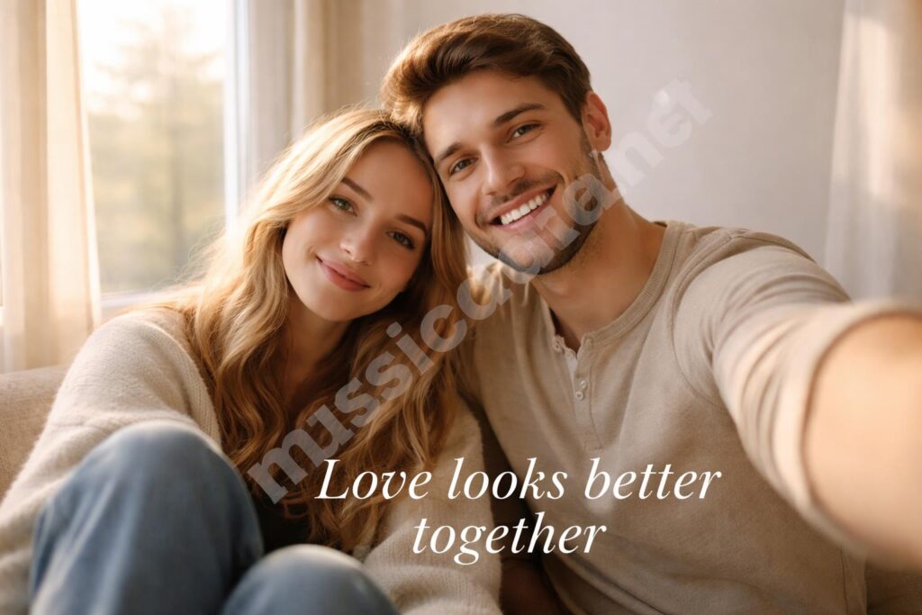 Romantic couple selfie love captions hero