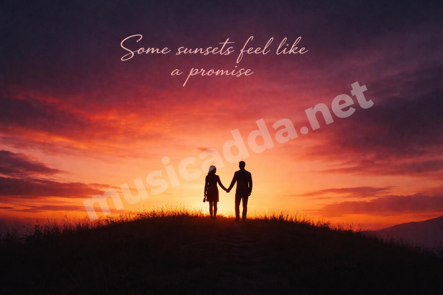 Romantic sunset silhouette instagram post