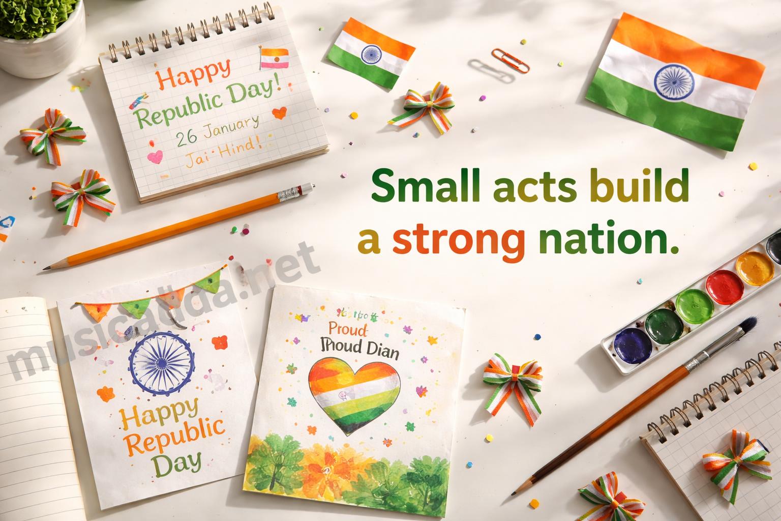 School parade republic day india flat lay