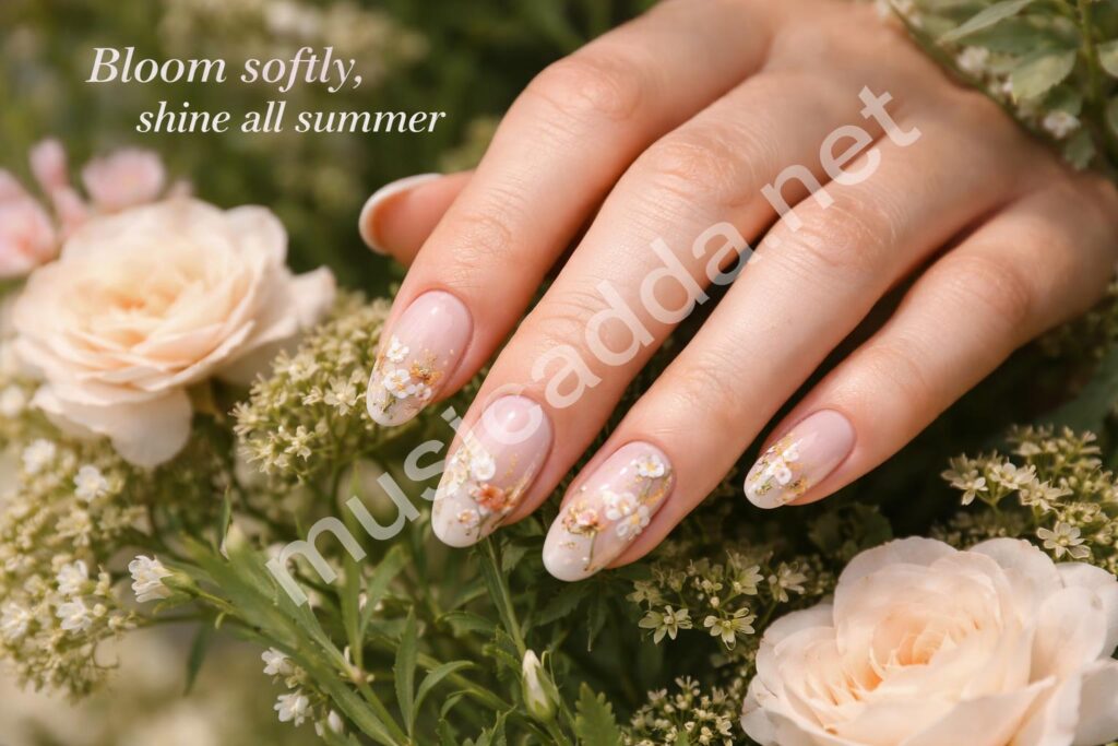 Secret garden summer floral nails hero