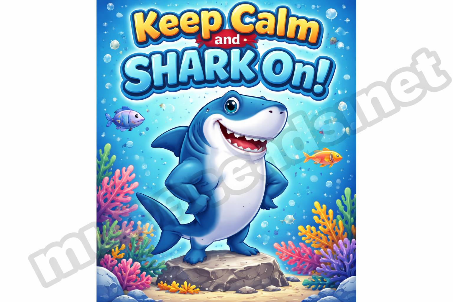 Shark puns final poster cartoon
