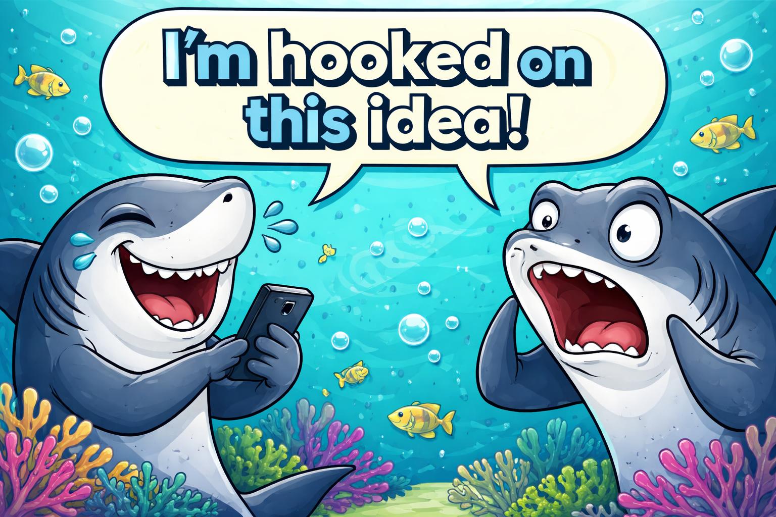 Shark puns group chat reaction