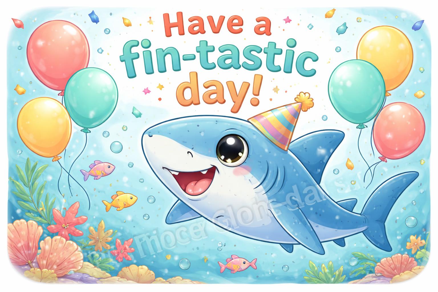 Shark puns ocean party card