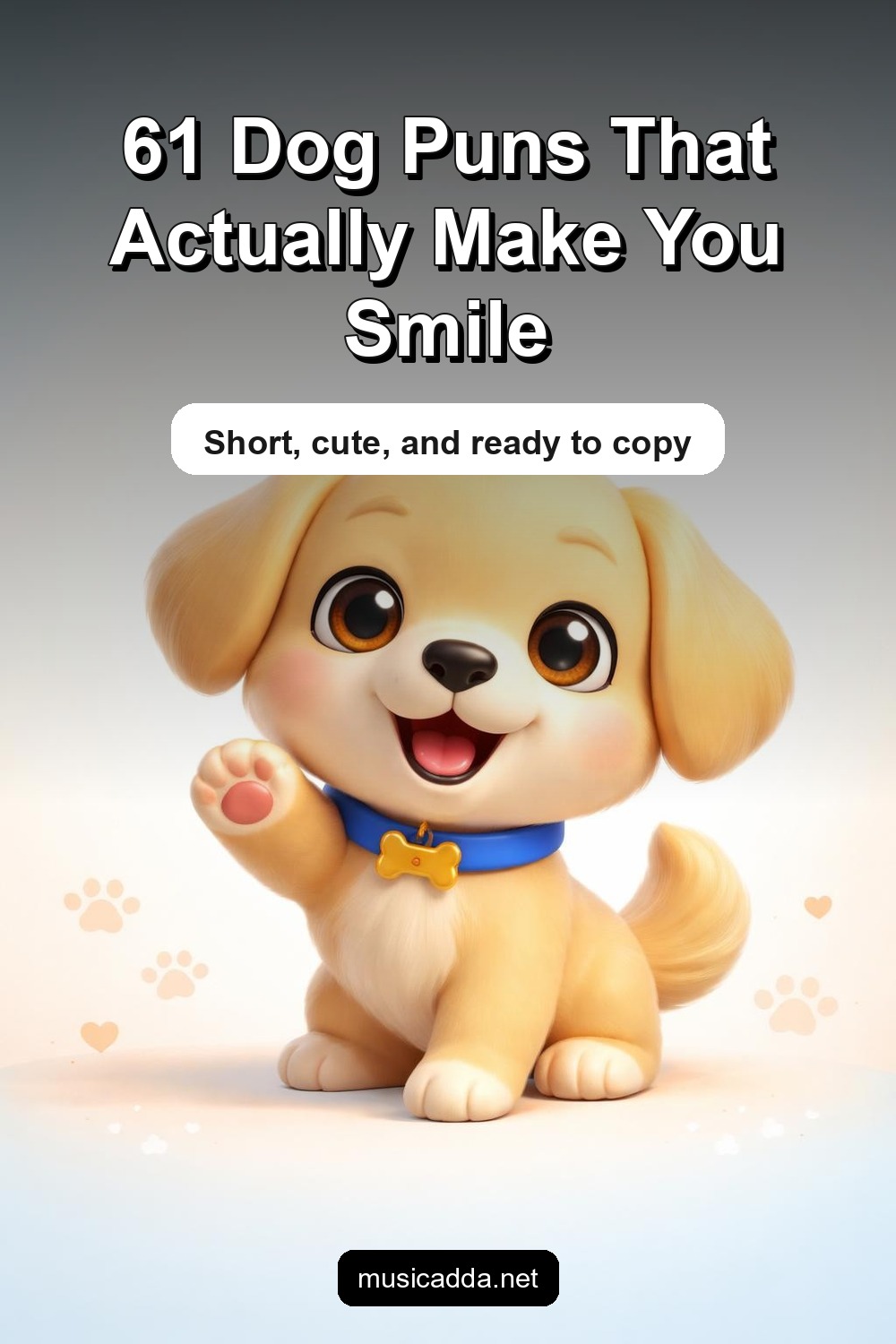 Pinterest image for 61 Short Dog Puns for Cards and Captions