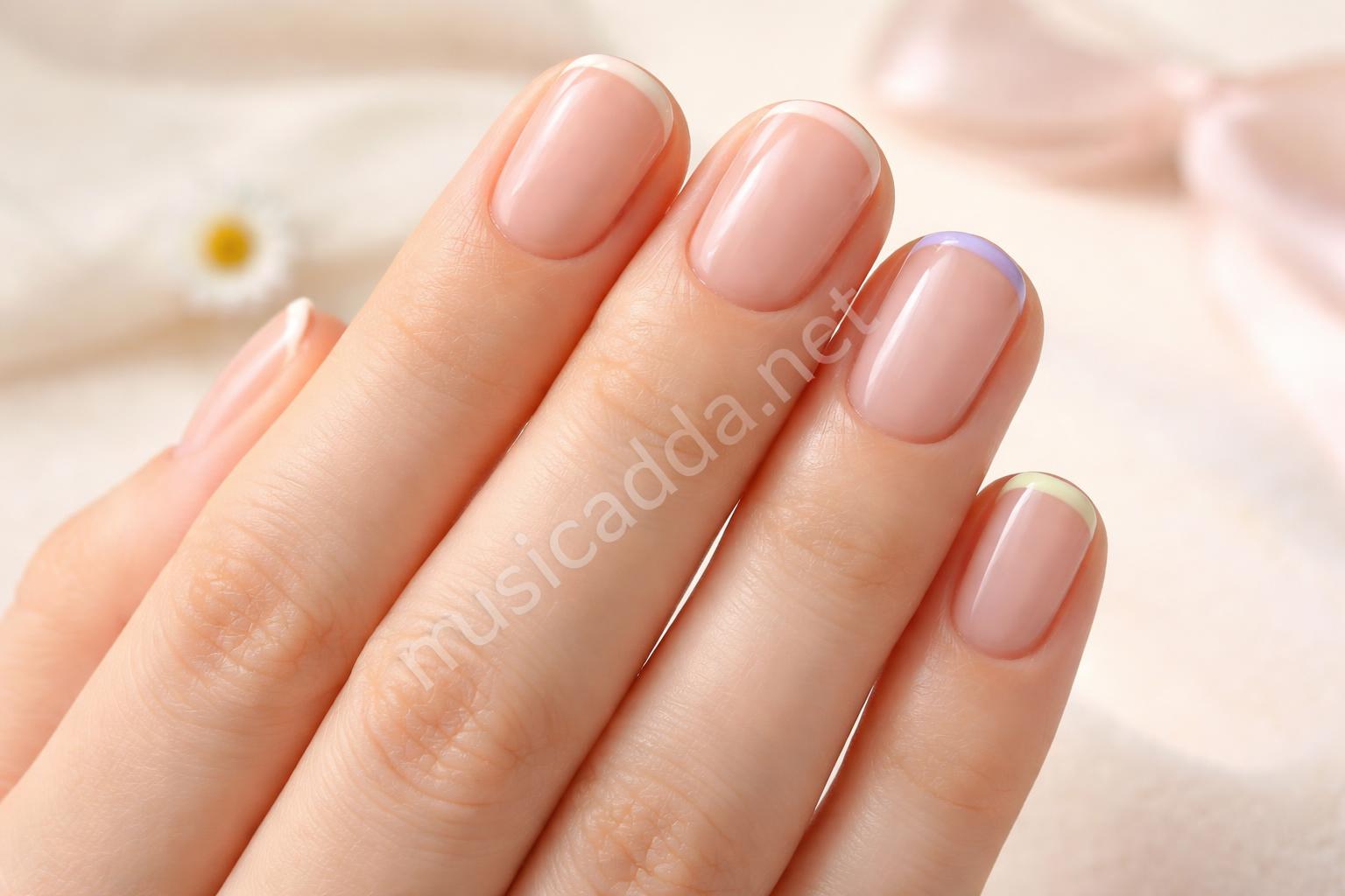 Short pastel french tip teen nails