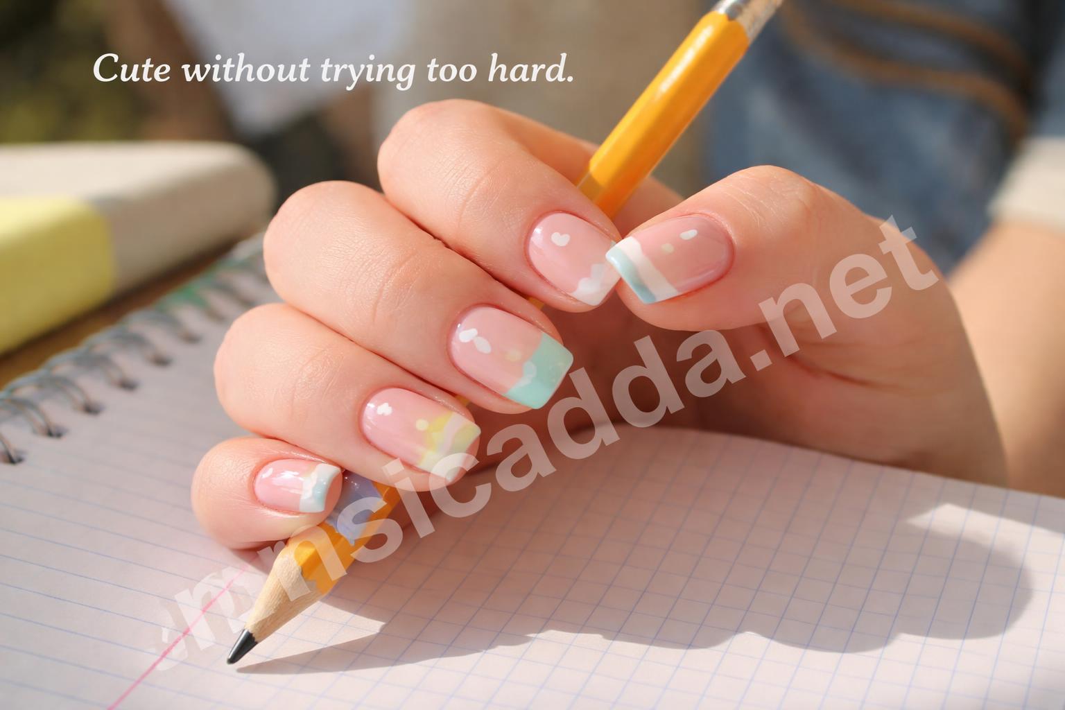 Short teen nails school friendly designs
