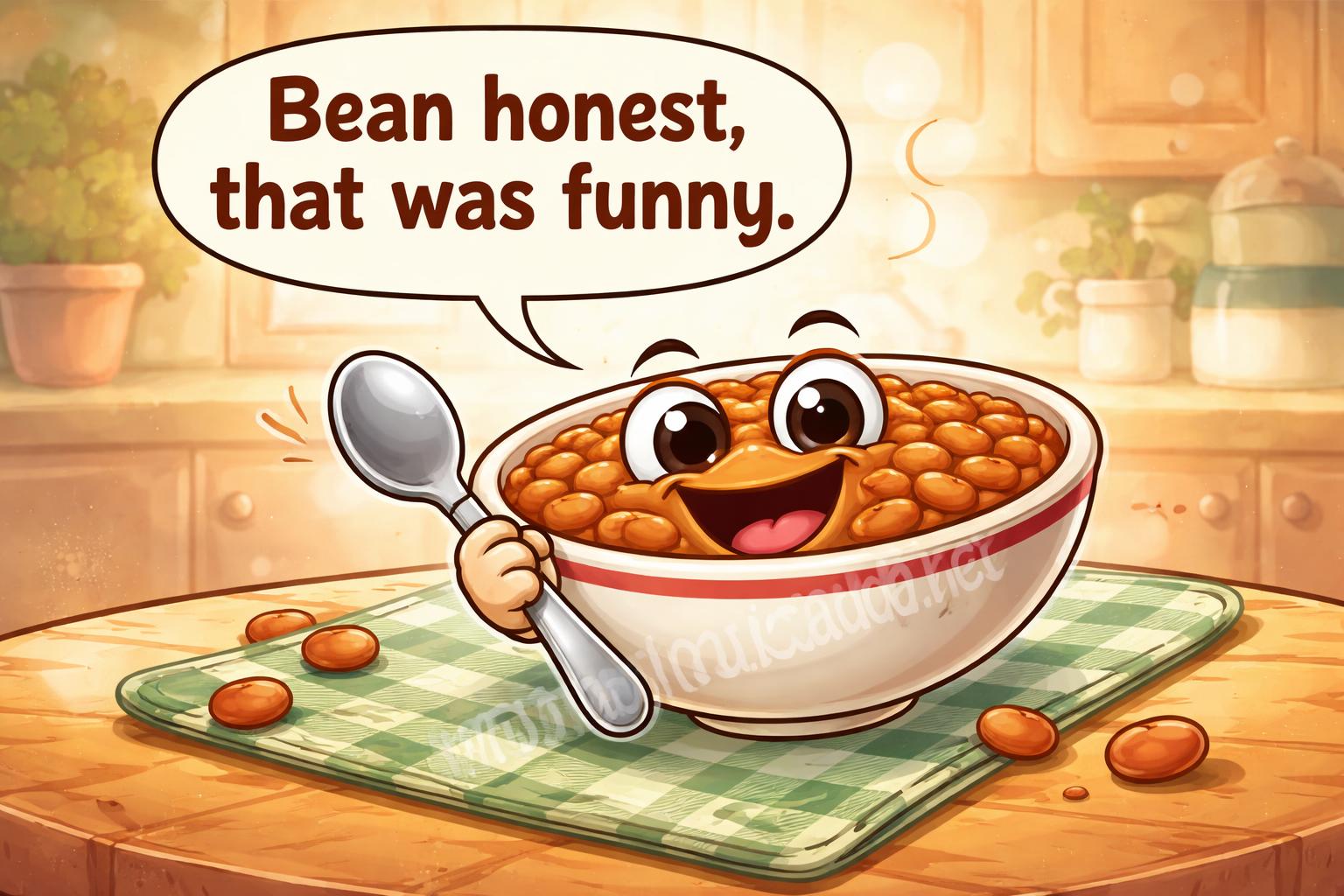 Smiling bean bowl wordplay