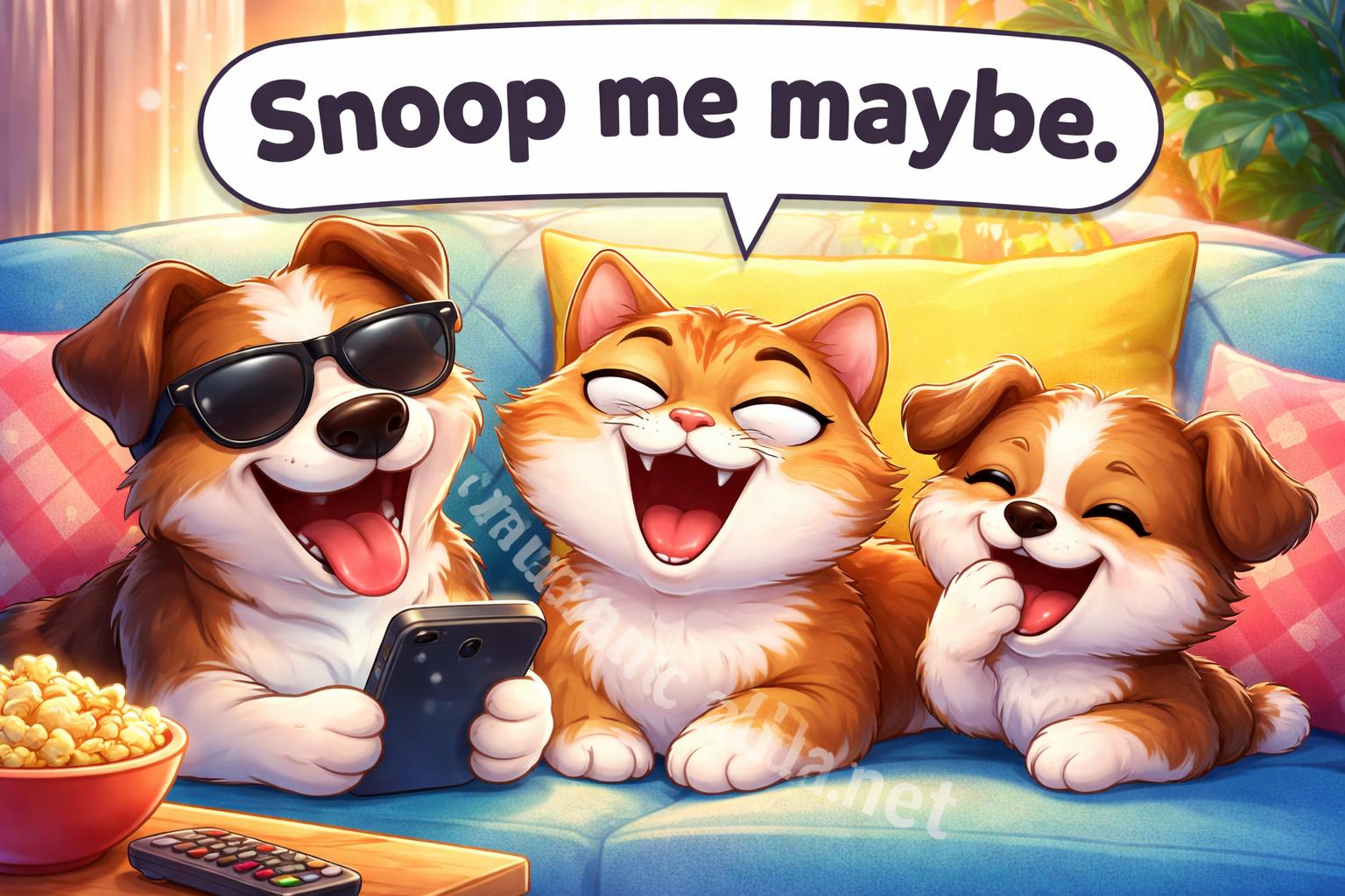 Snoop dogg puns group chat reaction cartoon