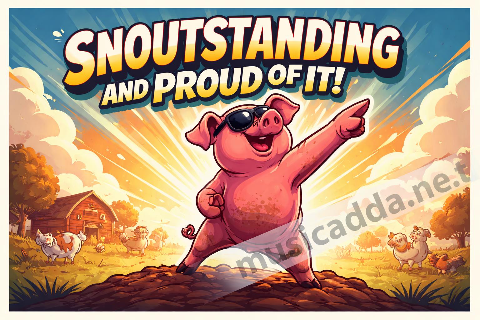 Snoutstanding pig humor poster