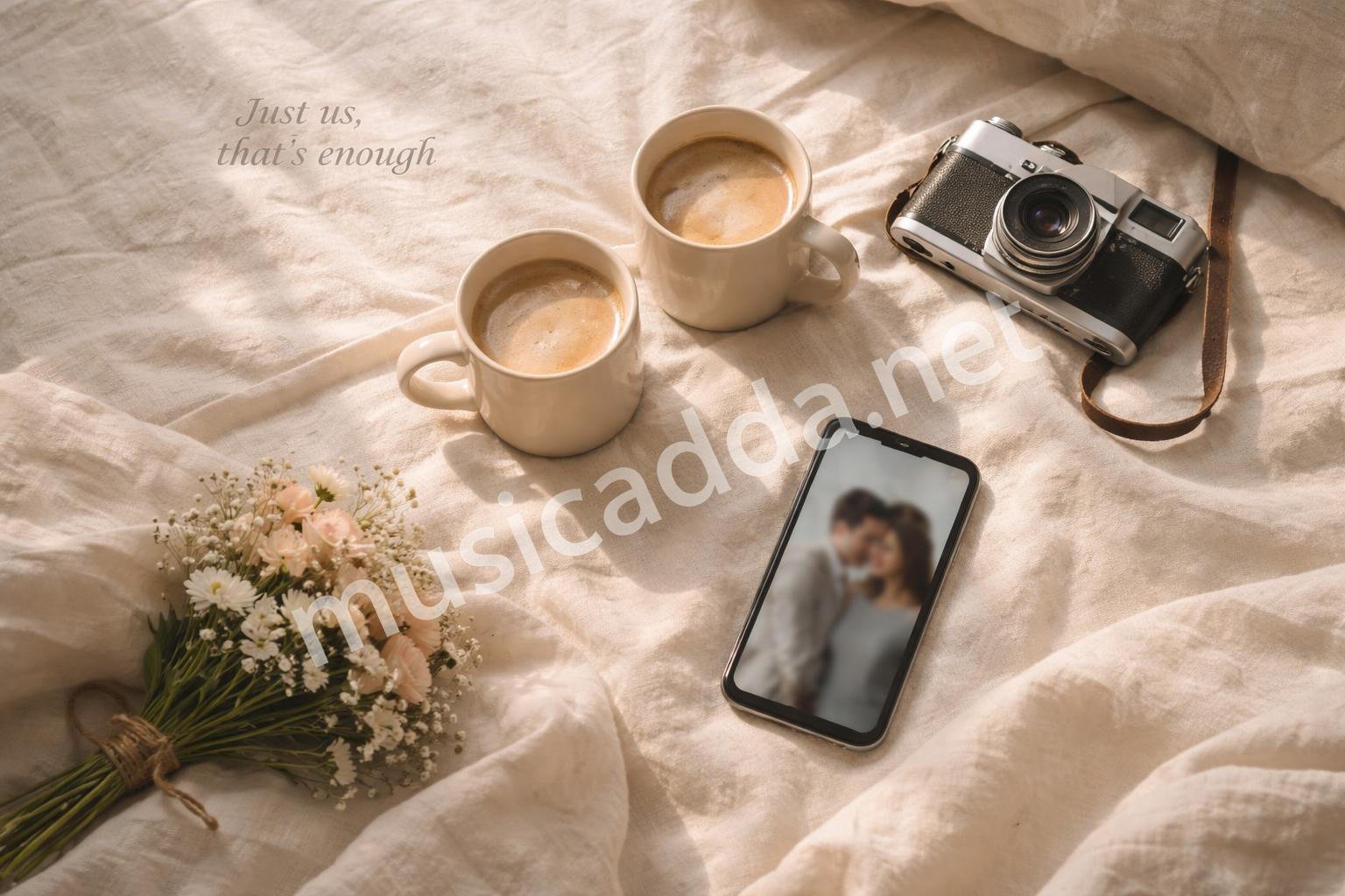 Soft couple caption flat lay aesthetic