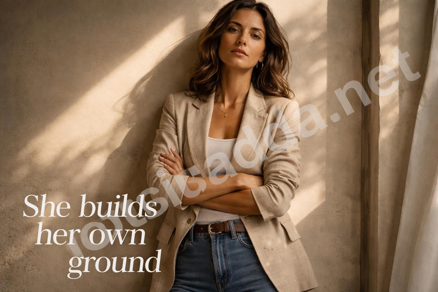 Strong woman poster quote editorial style