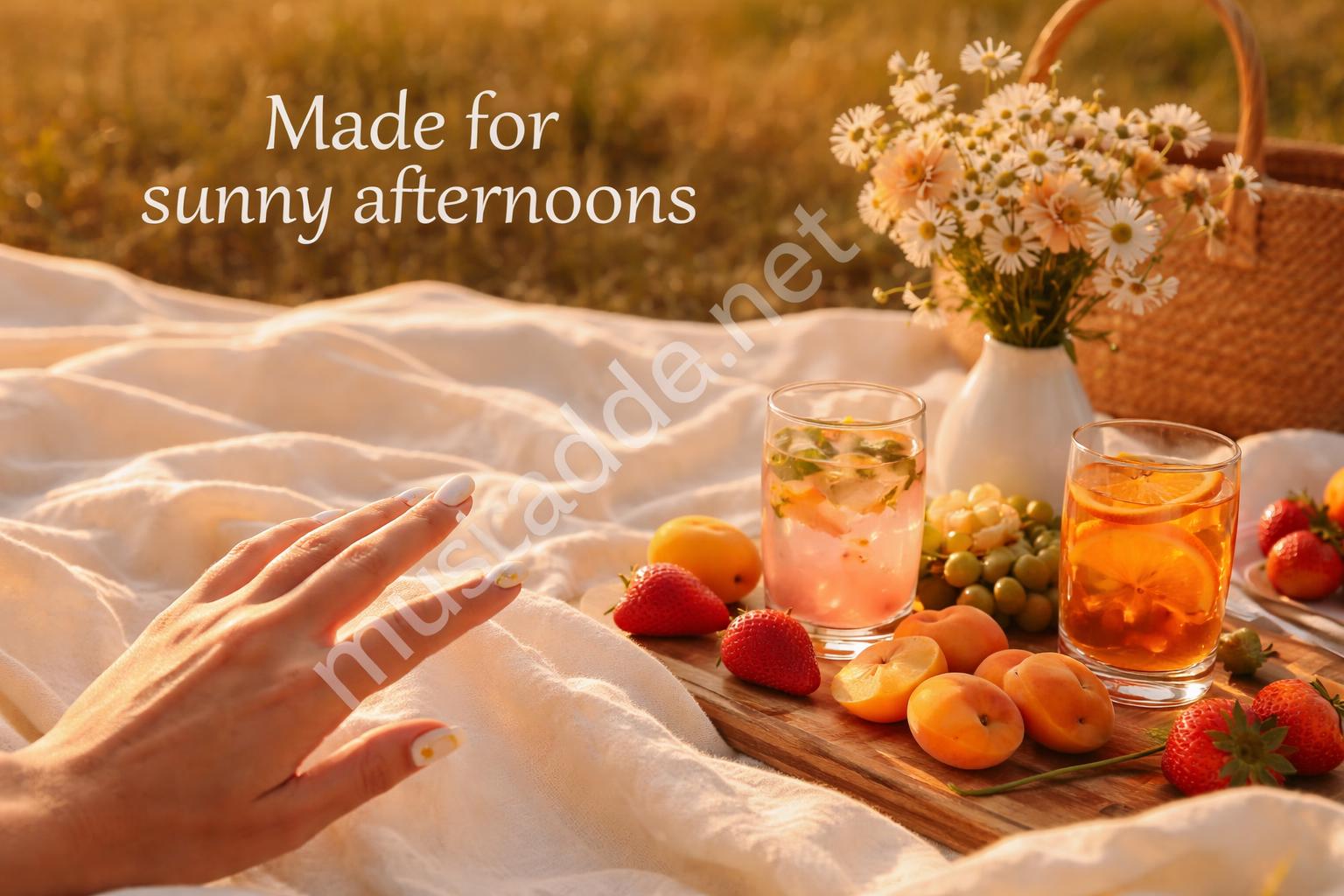 Summer daisy nails lifestyle picnic