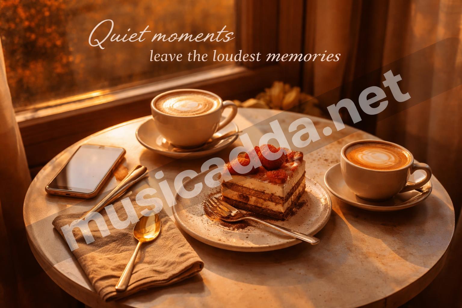 Sunset coffee date romantic flatlay