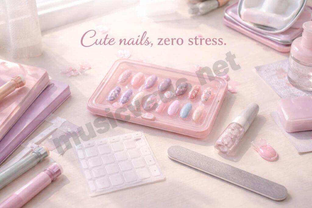 Teen press on nails budget flatlay