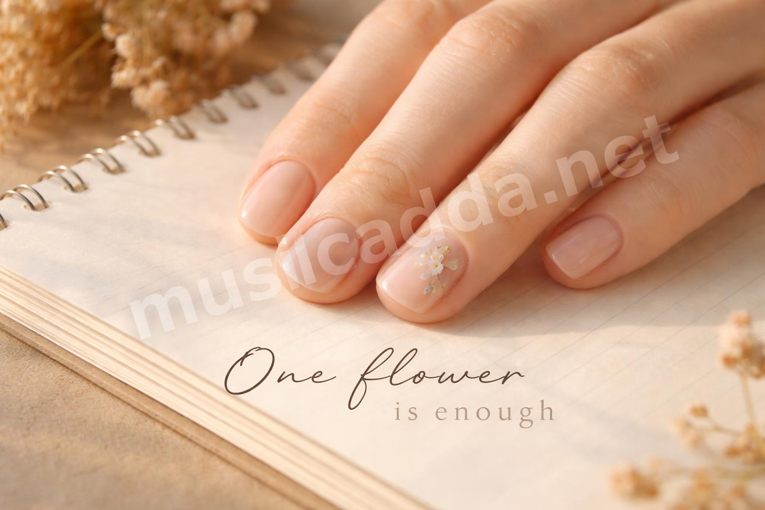 Tiny floral accent school manicure