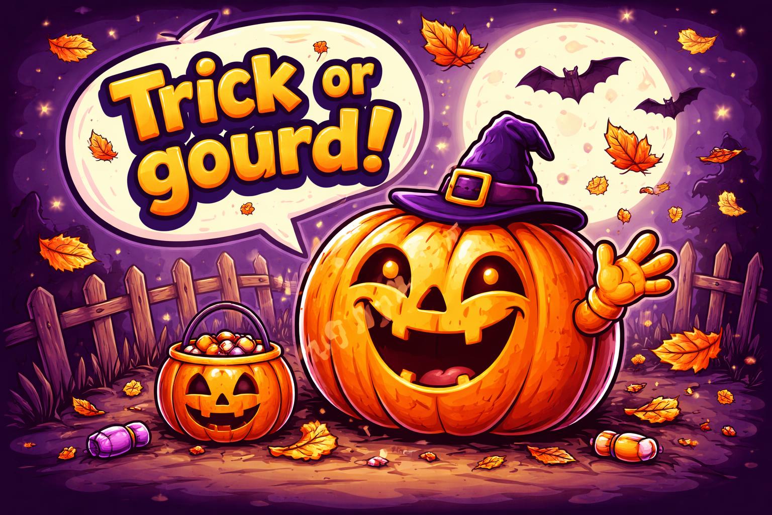 Trick or gourd halloween pumpkin cartoon